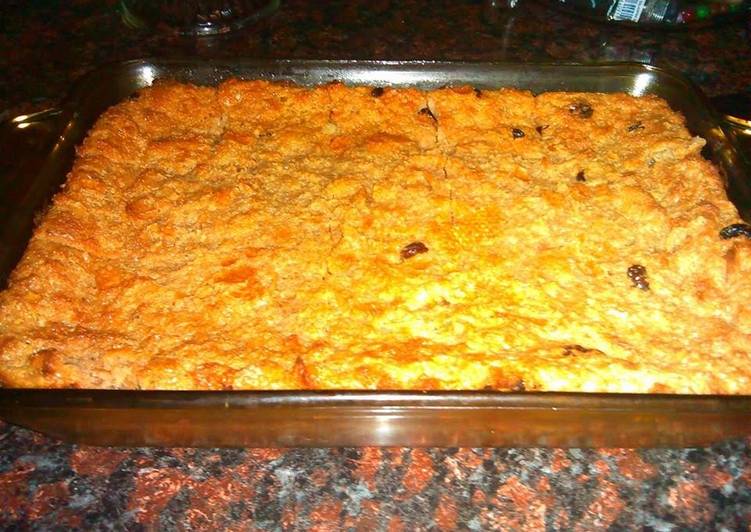 Steps to Make Quick Raisin Bread Pudding /Budín de pan con pasas