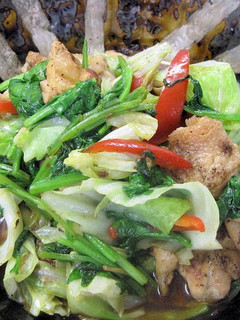 A picture of Pan-fried Chicken & Cabbage + 3 Other Veggies.