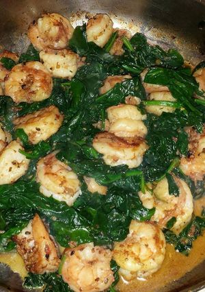 A picture of Shrimp and Sauteed Spinach.