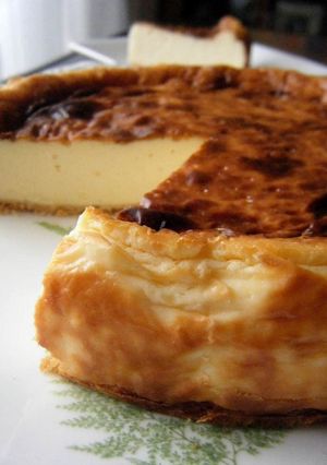 A picture of Rich and Browned Camembert Cheesecake.
