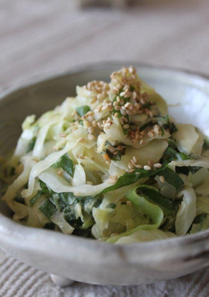 A picture of Refreshing Cabbage and Shiso with Mayonnaise and Miso.