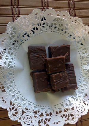 A picture of Creme de Menth fudge.
