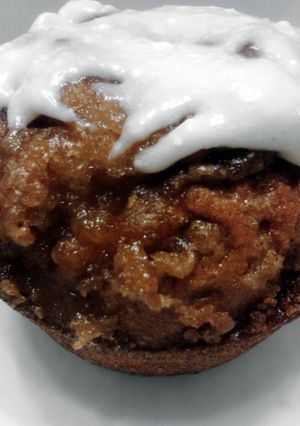 A picture of Apple Streusel Muffins w/ Cream Cheese Drizzle.