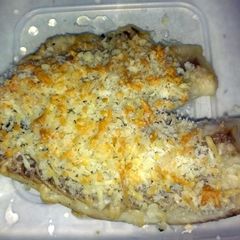 Parmesan encrusted tilapia A picture of Parmesan encrusted tilapia.