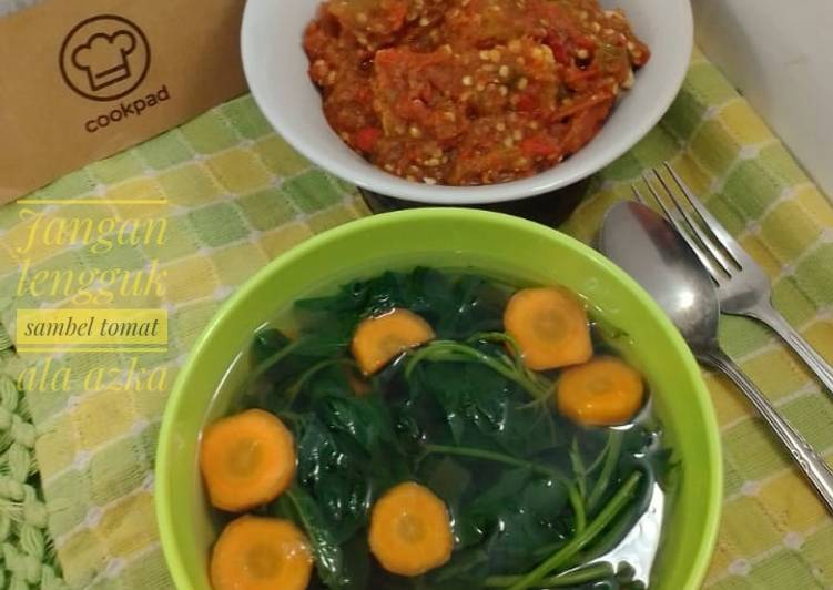 Jangan lengguk (sayur daun ketela)+ sambal tomat