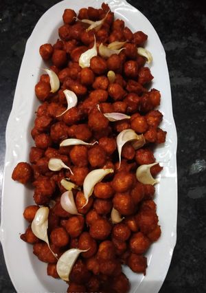 A picture of Dhaba Style Schezwan Kabuli Chana Fry.