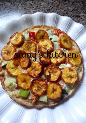 A picture of Egg pizza recipe by samy's kitchen.