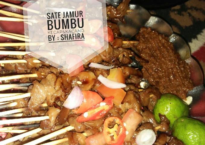 Ini dia! Resep membuat Sate jamur bumbu Kecap&amp;Kacang  nagih banget