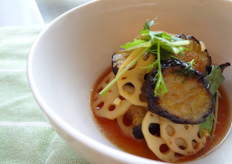 Recipe of Any-night-of-the-week Hot and Sour Eggplant and Lotus Root (Vegan)