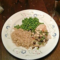 A picture of Fish with Mushroom and Wine Sauce.