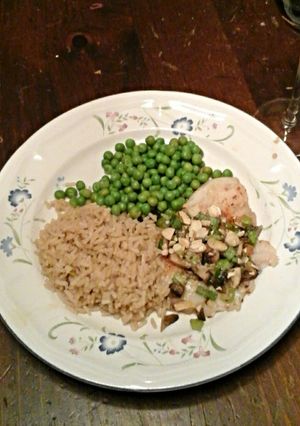 A picture of Fish with Mushroom and Wine Sauce.
