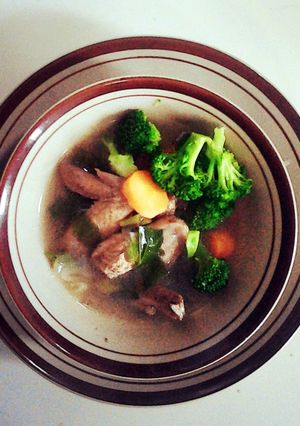 A picture of Homemade chicken soup.