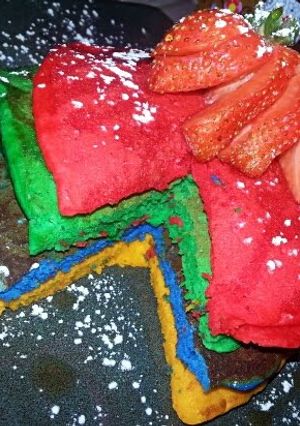A picture of Ray”s Rainbow Pancakes.