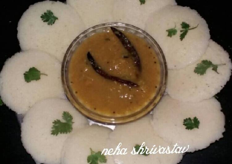 Recipe of Super Quick Homemade Rice idli with sambhar