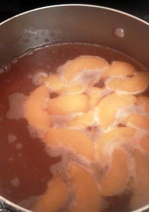 A picture of peach moonshine.