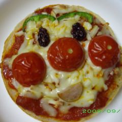 A picture of English Muffin Anpanman Pizzas.