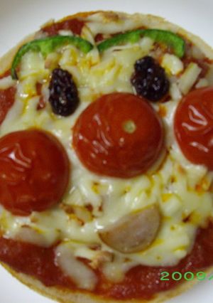 A picture of English Muffin Anpanman Pizzas.