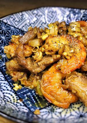 Hình của món Tôm thịt rim ngẫu hứng.