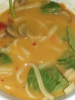 A picture of Thai coconut curry soup.
