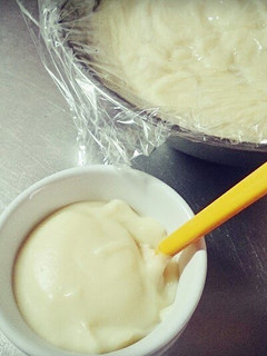 A picture of Soft Custard Cream with One Whole Egg in a Microwave.