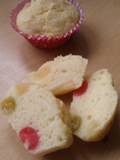 A picture of Vickys Fruit Cocktail Cupcakes, GF DF EF SF NF.