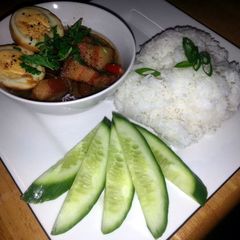 A picture of Vietnamese braised pork belly & egg.