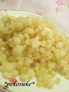 A picture of Homemade Agedama (Tempura) Fried Batter Bits.