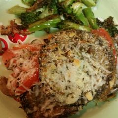 A picture of Eggplant lightly breaded.
