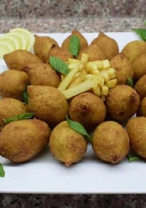 صورة لوصفة الكبه المقليه بدون ماكينه وبلا لحمة بالعجينه
