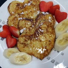 A picture of French toast(valentine breakfast idea)by Pam....