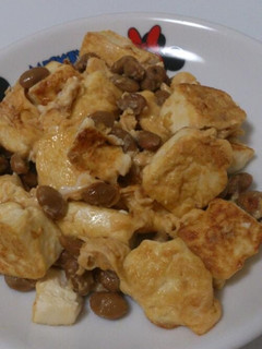 A picture of Egg & Natto Tofu Steak Made with Silken Tofu.