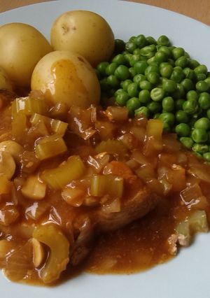 A picture of Vickys Smoked Paprika Pork Chop Casserole, GF DF EF SF NF.