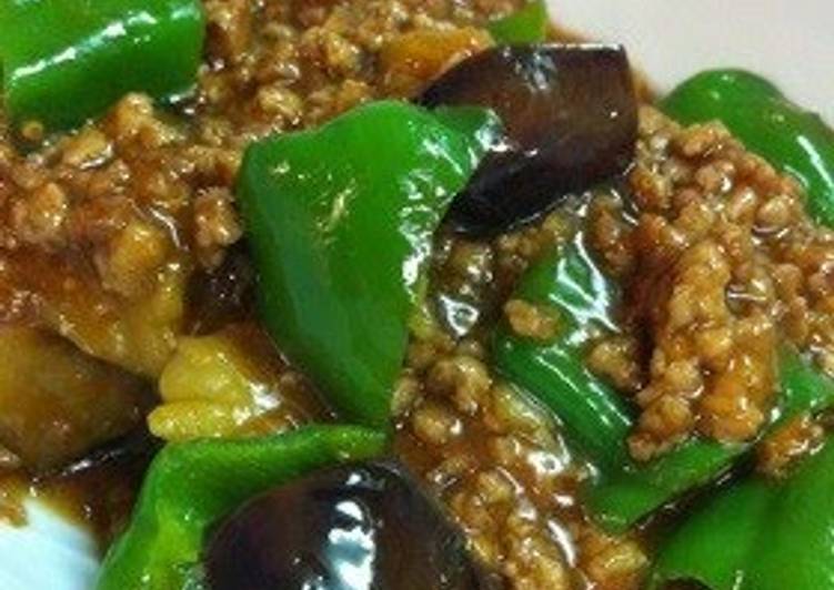 Miso Mapo Eggplant and Green Peppers
