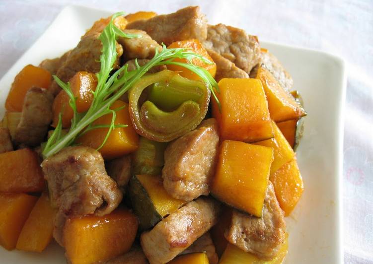 Easiest Way to Prepare Award-winning Japanese-Style Stir-Fried Pork and Kabocha with Gochujang