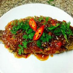 Kanya's Fried Fish with Chili and Ginger Sauce A picture of Kanya's Fried Fish with Chili and Ginger Sauce.