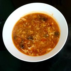 A picture of Hot & Sour Soup with Chicken.
