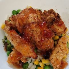Homemade breadcrumbed chicken pieces A picture of Homemade breadcrumbed chicken pieces.