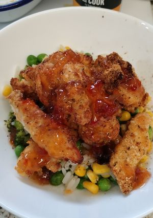 A picture of Homemade breadcrumbed chicken pieces.