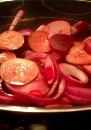 A picture of Sunshines pickled beets salad.