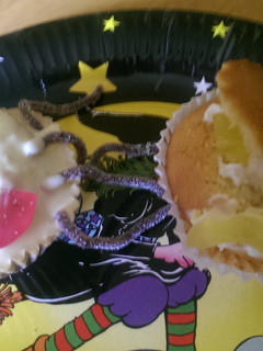 A picture of Mandys Halloween monster cupcakes.