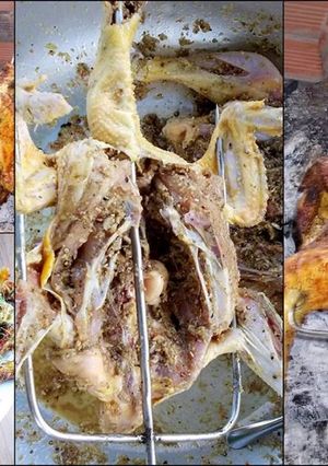 Hình của món Gà nướng lá chanh.