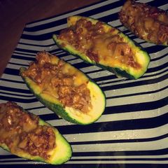 A picture of Taco-stuffed Zucchini Boats.