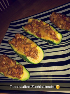 A picture of Taco-stuffed Zucchini Boats.