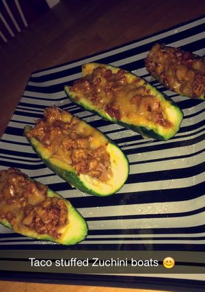 A picture of Taco-stuffed Zucchini Boats.