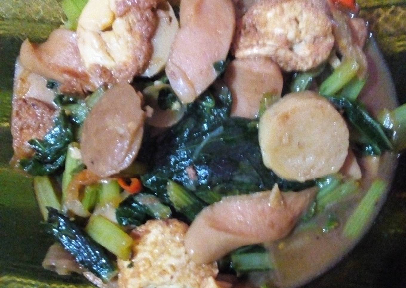 Tumis Tofu,sawi hijau,sosis dan baso