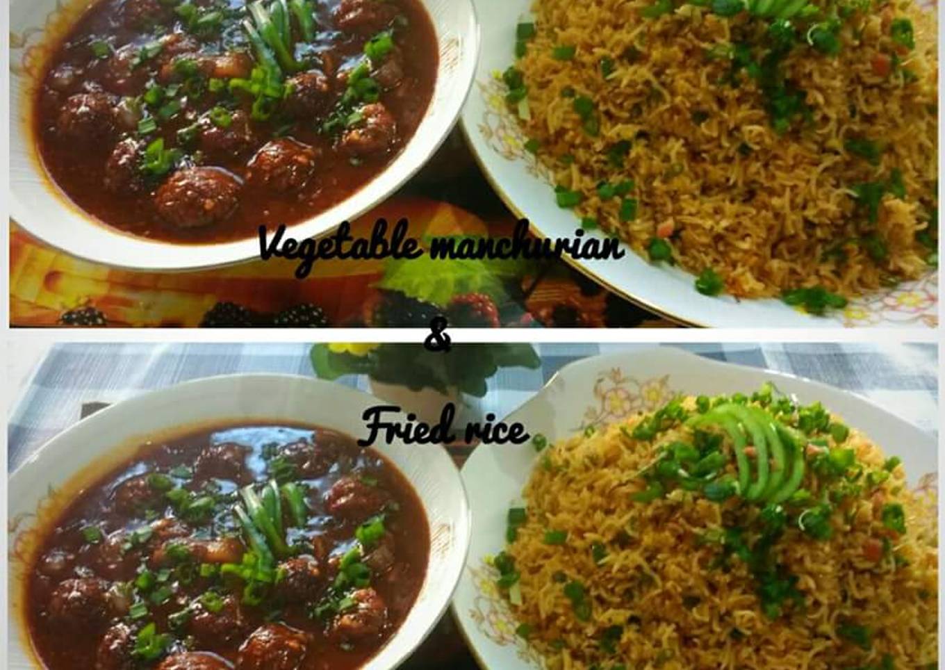 Vegetable manchurian and fried rice