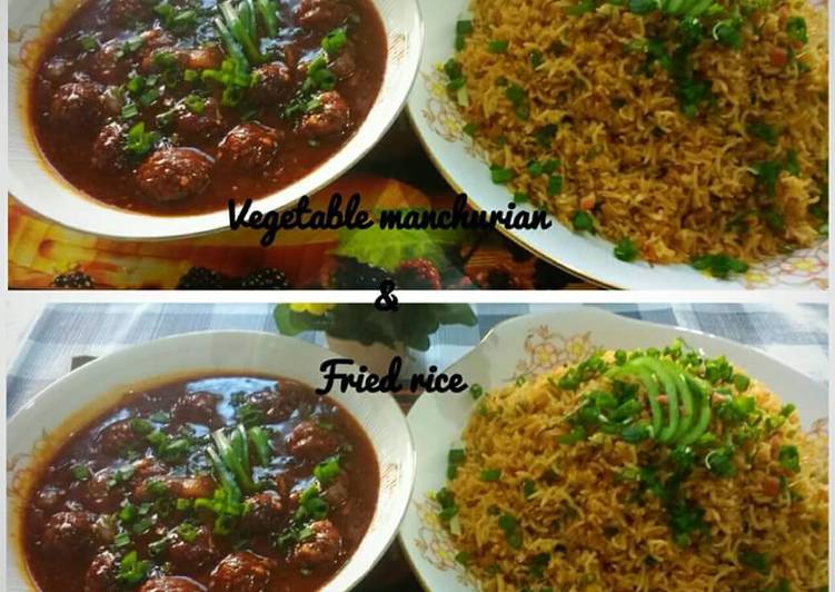 Vegetable manchurian and fried rice