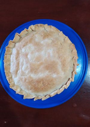Una foto de Tarta de caballa y choclos cremosos mixtos