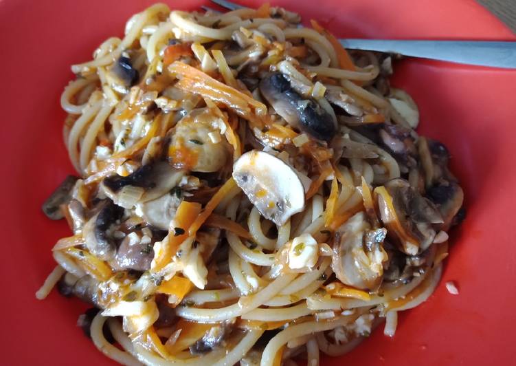 Resep Spaghetti jamur saus tomat yang Bikin Ngiler