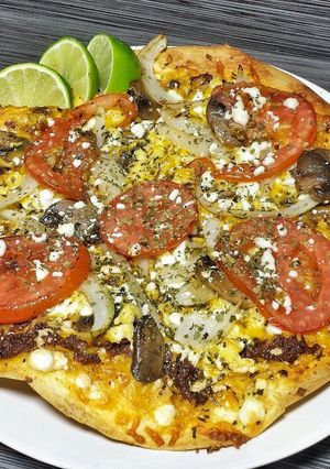 A picture of Breakfast Chorizo and Egg Pizza.